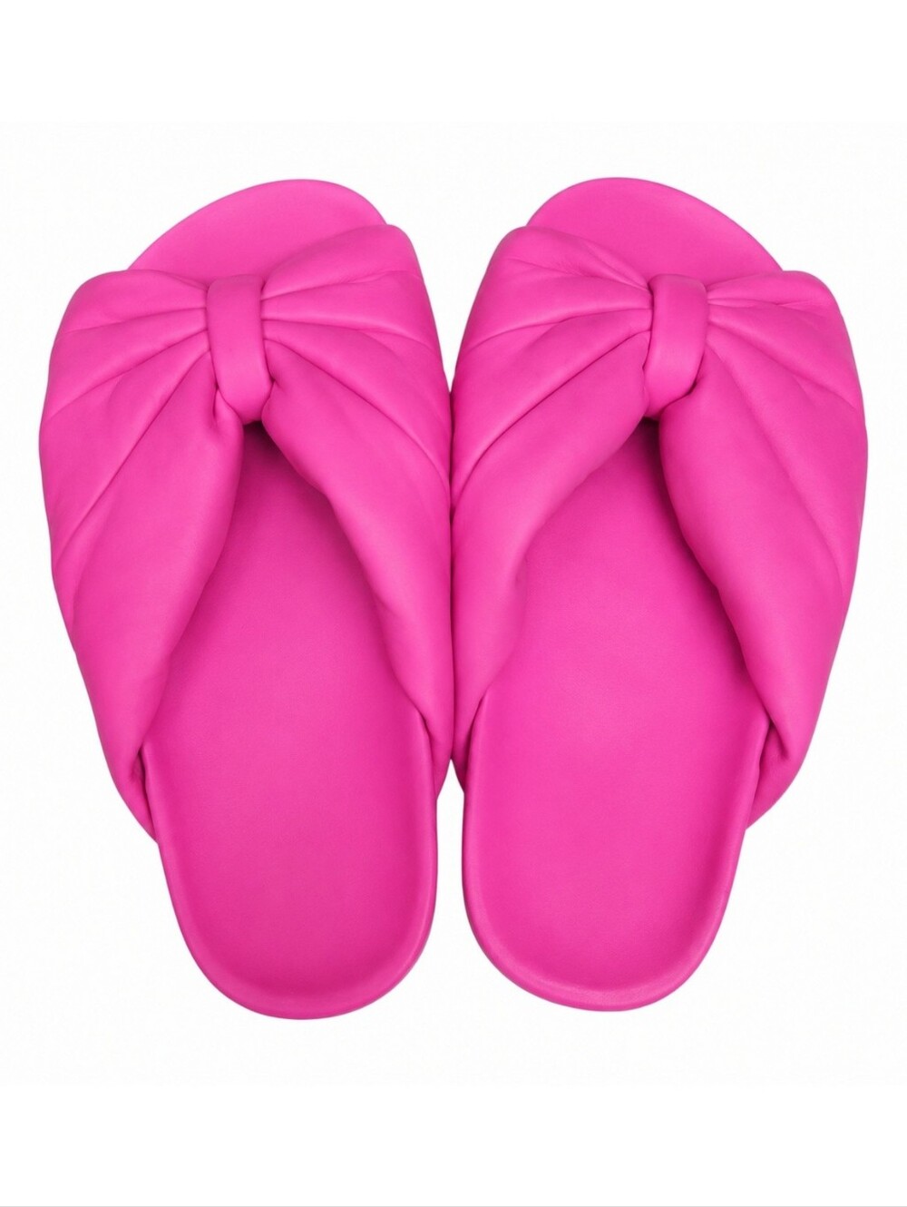 BALENCIAGA | Padded Bow Leather Slide Sandals • Pink • EU 37 / US 7